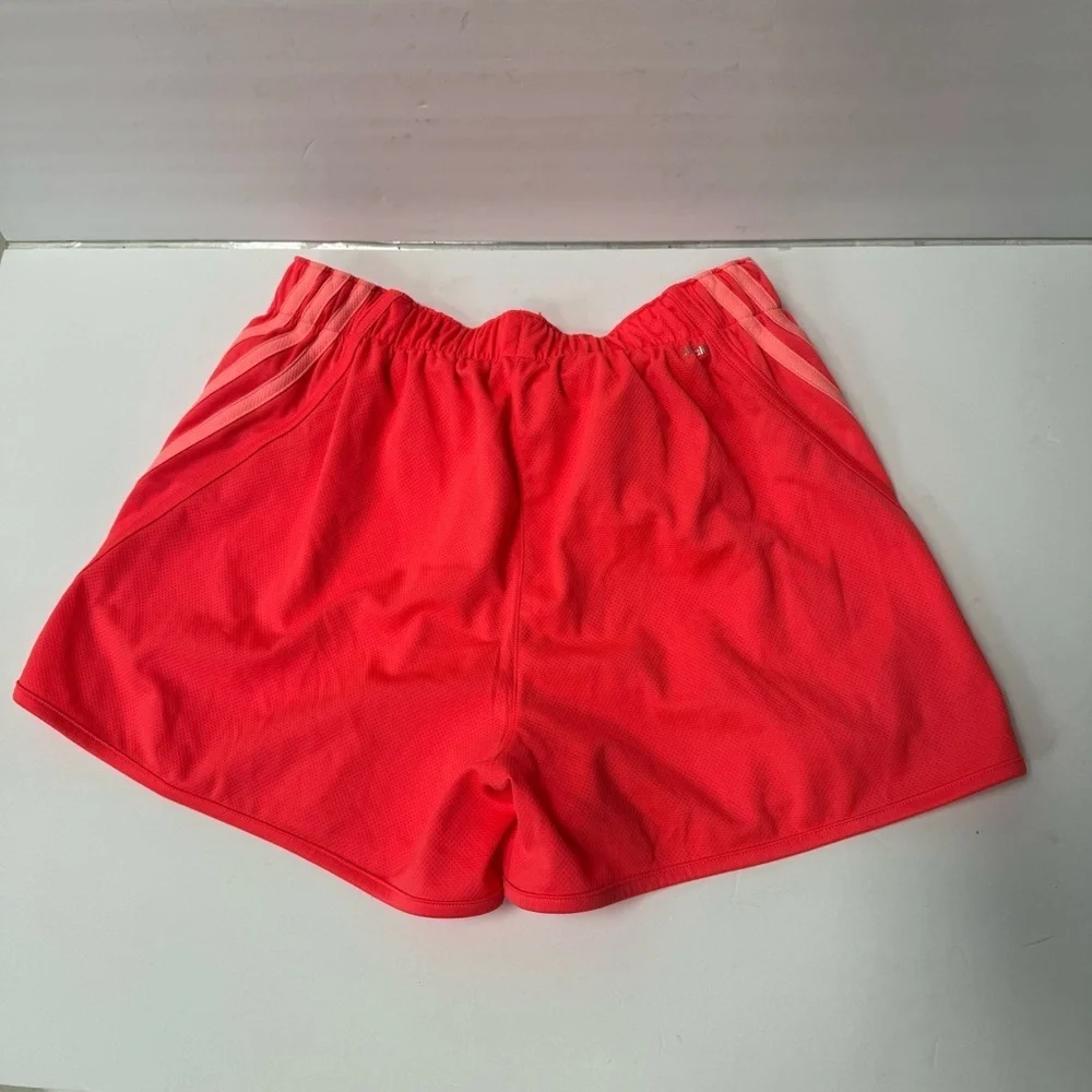 Adidas gym shorts womens small coral pink stripe yoga workout running climalite
